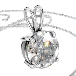 Moissanite Diamond <b>14K</b> Solid <b>Gold</b> Rhodium Plated Link <b>Chain</b> Solitaire Single Pendant IGI Certified OEM ODM - Product Image 4