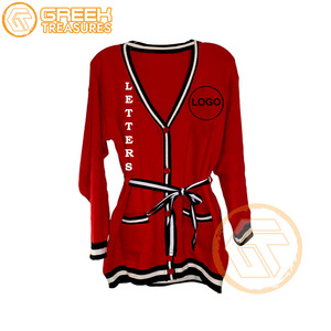 Cárdigan bordado de acrílico Delta personalizado Sigma Sorority ropa griega de alta calidad suéteres transpirables para mujer Theta - Product Image 3