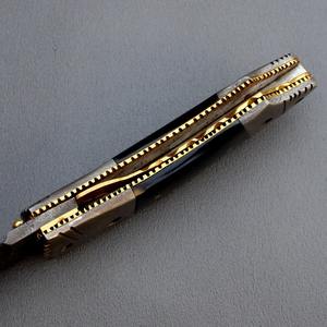 Arwin มีดพับเหล็กดามัสกัสทำด้วยมือมีด้ามจับ Micarta มีที่จับถือกระเป๋าแบบคลิปรับประกัน1ปี-603 - Product Image 3