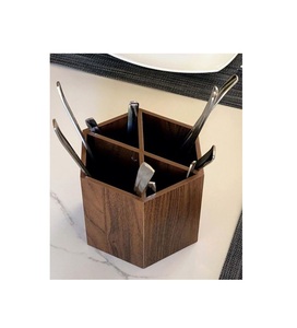 Porte-couverts en bois de qualité exclusive 3 sections support de rangement pour couverts Design antique décor à la maison porte-couverts - Product Image 2