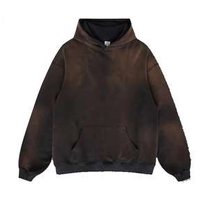 Sweat à capuche surdimensionné à fermeture éclair intégrale en molleton 300g avec impression numérique personnalisée, effet délavé à l'acide, pour l'hiver, vente en gros OEM - Product Image 4