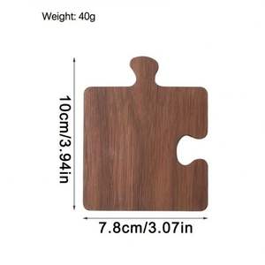 Solid Black Walnut Wood Coaster Set Jigsaw Puzzle Shaped Interlocking Drink Mat <b>Table</b> Surface <b>Protection</b> For Home Bar Cafe Gifts - Product Image 1