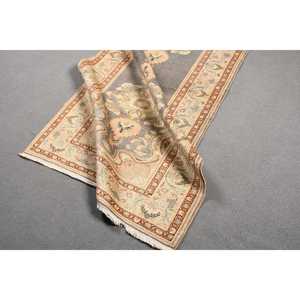 Turkish <b>Wool</b> Rug 3.6x7.1 ft Area Vintage Patchwork Ombr Rug with Latex Backing <b>Brown</b> Gray - Product Image 4