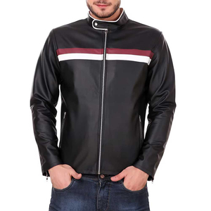 Veste en cuir pour homme de taille normale de qualité supérieure avec logo à l'avant, coupe-vent, imperméable, style de rue personnalisé, service OEM/ODM - Product Image 1