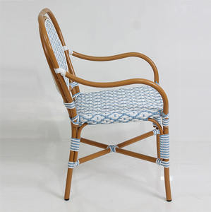 Chaise de jardin d'extérieur durable et écologique avec cadre en teck et rotin PE, design minimaliste pour la cuisine, le parc et la chambre à coucher - Product Image 3