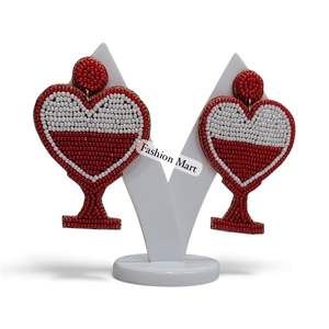 Pendientes de Corazón con Cuentas Hechos a Mano Estilo Boho para el Día de San Valentín, Joyería de Moda - Product Image 1