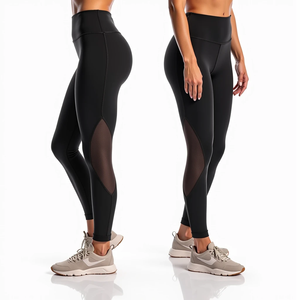 Pantalones de entrenamiento para mujer con diseño de mallas de compresión y ajuste seco Ropa deportiva de cintura alta para correr Gimnasio y días de fitness para damas - Product Image 3