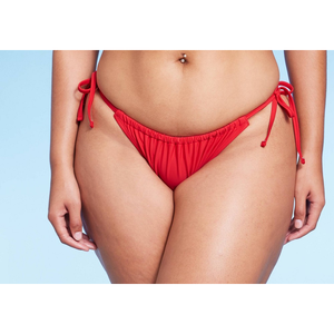 Wild Fable Women's Red Side-Tie Adjustable <b>Bikini</b> Bottom <b>Plus</b> <b>Size</b> XL 2-Piece <b>Set</b> Drawstring Hollow Decor Spandex/Nylon Metallic - Product Image 2