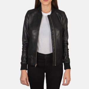 Veste en cuir véritable à manches longues pour la saison d'hiver pour les femmes au tarif de gros Veste en cuir à fermeture éclair pour femmes Service OEM - Product Image 1