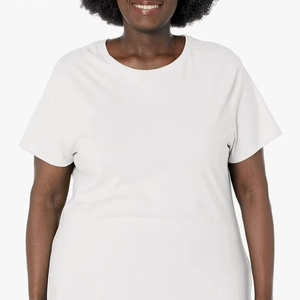 Nouveauté, t-shirt à manches courtes et col rond pour femmes, taille plus, logo personnalisé, fabrication au Bangladesh, vente en gros, coton de haute qualité - Product Image 1