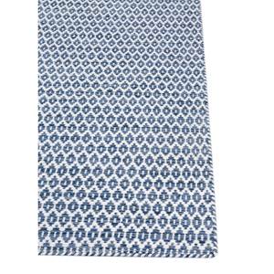 พรมขนสัตว์ผสมปอกระเจาสีน้ำเงินแบบทอเรียบ ทำมือ ขนาดใหญ่ 9x12 ฟุต รูปทรงสี่เหลี่ยมผืนผ้า ลายแบบนามธรรม สำหรับทางเข้าบ้าน โถงทางเดิน รุ่น Pdwl-334 - Product Image 4