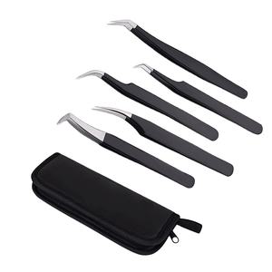 Pince à cils noire professionnelle en acier inoxydable pour cils personnalisé OEM dernière conception usine prix de gros meilleurs produits - Product Image 1