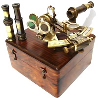 Navigation nautique authentique Sextant en laiton massif de qualité supérieure avec 2 télescopes supplémentaires et étui en bois pour bateau Article de collection