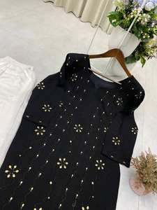 Elegant Lightweight <b>Fabric</b> Embroidered Kurta Palazzo Set Trending Daily Wear for Summer Parties <b>Indian</b> Pakistani Clothing Foil - Product Image 5