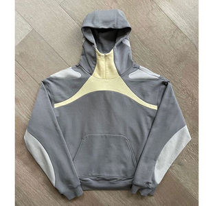 Sudadera con capucha gris y amarilla Harajuku Patchwork cremallera Hoodie-Y2K Streetwear para hombres mujeres diseño personalizado ropa deportiva de moda Acro Hoodie - Product Image 1