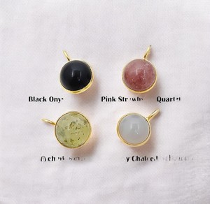 12mm Prehnite boule ronde lunette ensemble pendentif 925 argent plaqué or à la main bijoux de guérison en vrac breloques en gros - Product Image 6