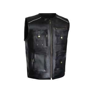 Gilet en cuir pour hommes de qualité supérieure avec poches à boutons et veste d'hiver au design avec logo personnalisé vente en gros - Product Image 1