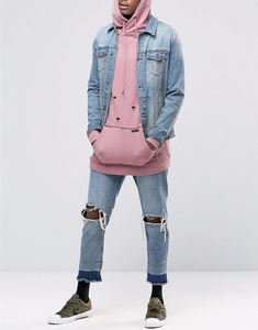 เสื้อมีฮู้ดหูรูดสีชมพูสำหรับผู้ชาย - Product Image 4