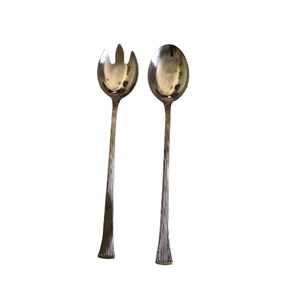 Cuillère et fourchettes de service à salade en métal pur en acier de style antique avec poignée en métal - Product Image 6