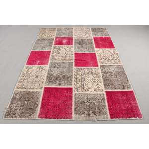 Alfombra Turca, Alfombra de 5,2x7,2 pies, Alfombra a Rayas Rojas - Product Image 1