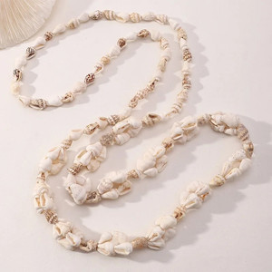 Collar de cuentas de concha auténtica hecho a mano, collares minimalistas para mujer con cuentas de concha de mar natural - Product Image 2