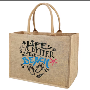 Sacs fourre-tout en jute à rayures personnalisées de haute qualité Sac de plage réutilisable avec logo personnalisé Vente en gros du Bangladesh - Product Image 5