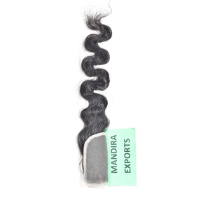 Vague naturelle couleur noire 5*5 fermeture pas cher cuticule aligné vierge indien brut Temple cheveux humains sans enchevêtrement Style Bodywave - Product Image 3
