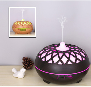 500ml Wood Grain Ultrasonic Aroma Diffuser with 7 Color LED <b>Light</b> Remote Control <b>Timer</b> for Home - Product Image 4