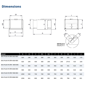 SB-3 PLUS filtro F7 4020 EEC G4F7 in linea in scatola insonorizzata a basso profilo con flange rettangolari e filtro, motore EC, IP44 - Product Image 2