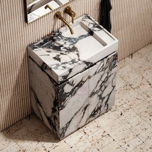 Calacatta Viola Marbre <span class=keywords><strong>Salle</strong></span> <span class=keywords><strong>De</strong></span> Bains Vanité <span class=keywords><strong>De</strong></span> Luxe Moderne Évier Cabinet Avec Tiroirs Élégant Lavabo En Pierre - Product Image 2
