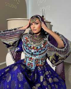 Customized Color Afghani Dresses for Women High Quality Wedding and Party Wear with <b>Lace</b> and Button Decorations - Product Image 4