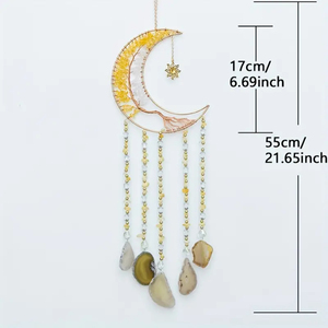 Árbol DE LA VIDA Luna ágata atrapasueños colgante de pared Color gema atrapasueños decoración del hogar habitación ventana jardín campanas de viento - Product Image 5