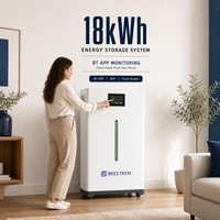 Batterie domestique de stockage d'énergie 18 kWh 51,2 V 360 Ah avec bande lumineuse LED, surveillance via application BT pour système de stockage d'énergie domestique, stock UE