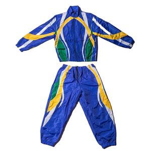 Conjunto Deportivo Cortavientos con Capucha, Casual, Holgado, Impermeable, Sublimado, Ligero, de Dos Piezas, Chaqueta con Cordón Ajustable y Pantalones de Corte Regular - Product Image 1