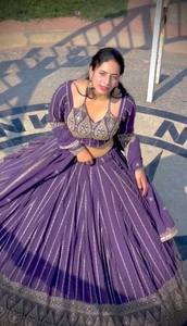 Lehenga Choli Tradicional de Diseño Vintage en Georgette Pesado, para Mujer, Estilo Bollywood, para Bodas y Fiestas, Chaniya Choli - Product Image 6