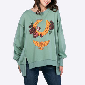 Women Oversized Graphic Sweatshirt with <b>Sequin</b> Embroidery <b>Long</b> <b>Sleeve</b> Casual Pullover <b>Top</b> Fashion Streetwear Winter Wear - Product Image 1