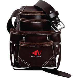 Sac à outils d'électricien en cuir tanné à l'huile de haute qualité pochette de rangement multi-outils sac à outils de charpentier professionnel avec ceinture - Product Image 1