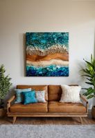 Décorations murales LED modernes en résine époxy et bois, faites à la main, étanches, durables, au design naturel, modèles personnalisés
