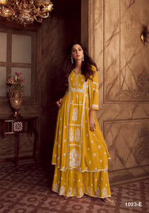 Dernière Collection pantalon Kurti de travail de couleur incroyable Reyon avec broderie lourde avec fabrication dupata en inde - Product Image 3