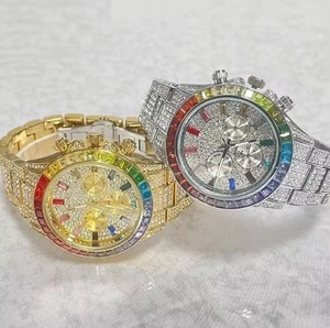 Meilleure vente Premium Bling diamant montre pour hommes glacé montre à Quartz mouvement Ronda marque 5mm cas déclaration accessoire inde - Product Image 4