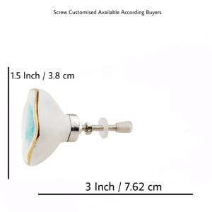 ลูกบิดเซรามิกแบบโมเดิร์นของโมร็อกโกลูกบิดสีเทอร์ควอยส์สีทองเคลือบลิ้นชักตู้อุตสาหกรรมสีเขียวขุ่นสำหรับลิ้นชักในห้องครัวห้องนอน - Product Image 4