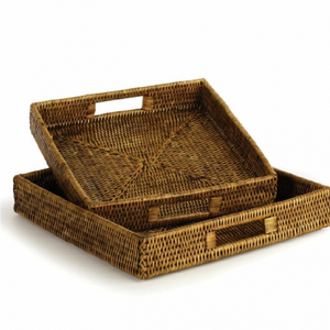 ถาดรองหวายทรงกลมทำด้วยมือสำหรับช่างฝีมือชาวเวียดนามสำหรับเสิร์ฟอาหารและตกแต่ง - Product Image 1