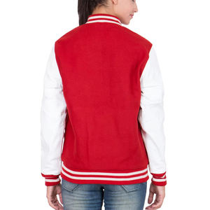 Veste pour homme rouge et blanche, veste universitaire, style baseball classique, avec manches contrastées, chaude, confortable, vêtement d'extérieur décontracté - Product Image 5
