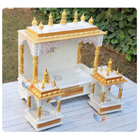Ensemble de 3 pièces de temple indien traditionnel en bois, artisanal, pour la maison, Pooja Mandir Ghar, décoration, mobilier d'autel de culte