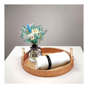 Bandejas redondas de bambú de Vietnam de alta calidad, bandeja de servicio ecológica hecha a mano con acabado de ratán rústico para el hogar-SR2078 - Product Image 1