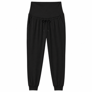 Pantalon de jogging de maternité pour femme, doux et extensible, avec panneau ventral, taille haute, en mélange de coton, coupe ample, décontracté et confortable - Product Image 5