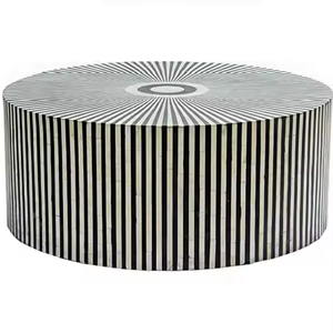 โต๊ะกาแฟฝังก้างปลาทำด้วยมือทำจากงานฝีมือรูปพระจันทร์เสี้ยว - Product Image 1