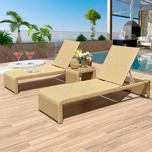 Chaise longue pliante en rotin PE de qualité supérieure avec coussin en polyester, résistante aux intempéries, pour extérieur, bord de piscine, usage intensif, villa, cour - Product Image 5