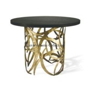 Mesa de centro de lujo metálica Mirada admirable Diseño de tiras de mesa de centro de color dorado con forma redonda Color personalizado y parte superior de material - Product Image 1