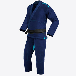 Combinaisons de karaté Vinor Sports avec logo personnalisé, uniforme bleu, vente en gros, arts martiaux, 100% coton, tissu durable de 460 g, séchage rapide - Product Image 1